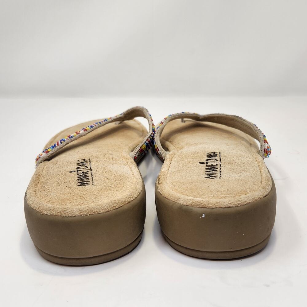 Minnetonka Beaded Thong Toe Post Sandal Leather Suede Women Size 12 W Slip On - Picture 5 of 8